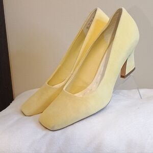SARTO By Franco Sarto Yellow Block Heel Pumps